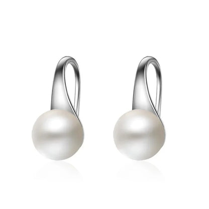 Elegant Freshwater Pearl Earrings – 925 Sterling Silver Needle Round Pearl Studs for Women, Classic Jewelry Gift