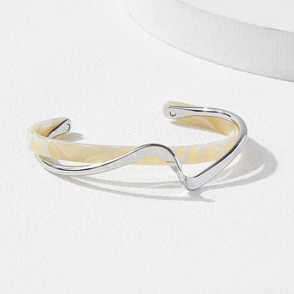 White Acrylic C-Shaped Bangle Bracelet Women Geometric Jewelry Gift