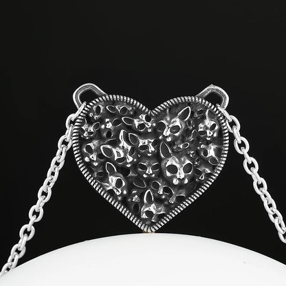 2025 New More Cat Heart Pendant Necklace Fashion Metal Glass Face Fine Chain Jewelry Man Women Couple Gift Accessories
