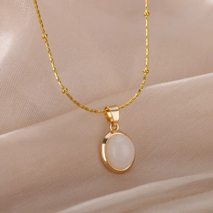 Women’s Opal Stone Necklace Gold Aesthetic Jewelry Gift