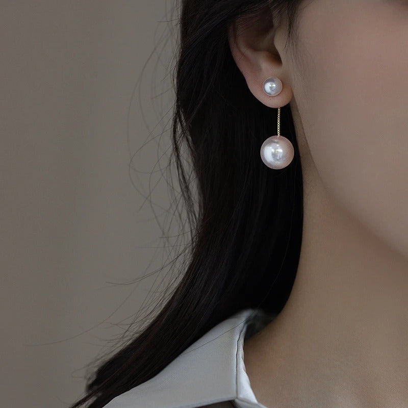 Pearl Pendant Back Hanging Earrings Elegant Jewelry for Women