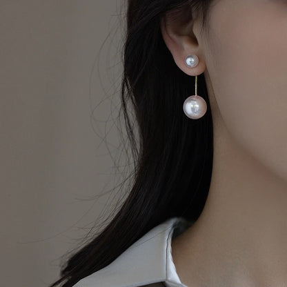 Pearl Pendant Back Hanging Earrings Elegant Jewelry for Women