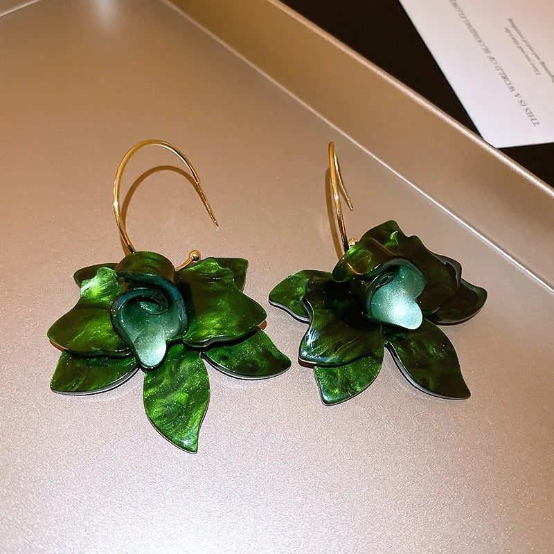 Flower Earrings for Women Retro Design New Drop Earring 2025 New Korean Fashion Floral Female Accessories