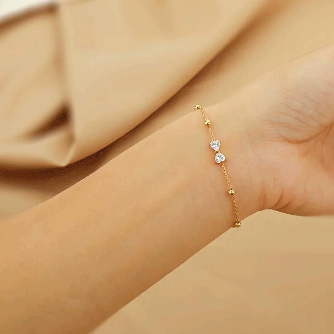 316L stainless steel bow shiny zircon bracelet for women fashion temperament jewelry gift