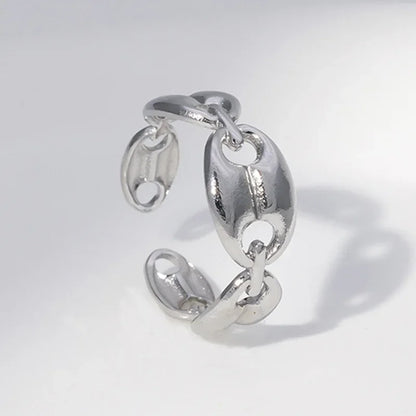 Hip Hop Cuban Coffee Bean Rings for Women Men Stainless Steel Gold Silver Color Adjustable Open Finger Rings Accessories Gift