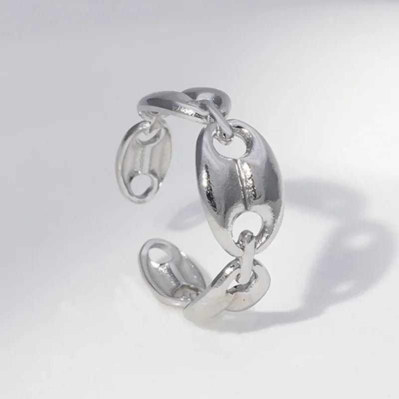 Hip Hop Cuban Coffee Bean Rings for Women Men Stainless Steel Gold Silver Color Adjustable Open Finger Rings Accessories Gift