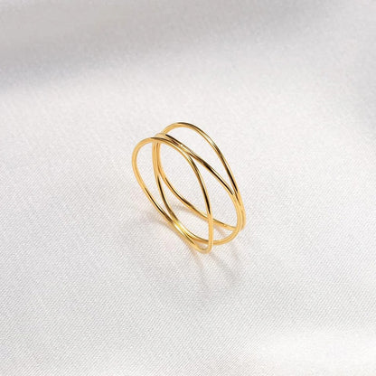 Top-Selling Three Layered Wave Ring for Women 18K Gold PVD Plated Stainless Steel, Waterproof & Trendy 2025 Jewelry