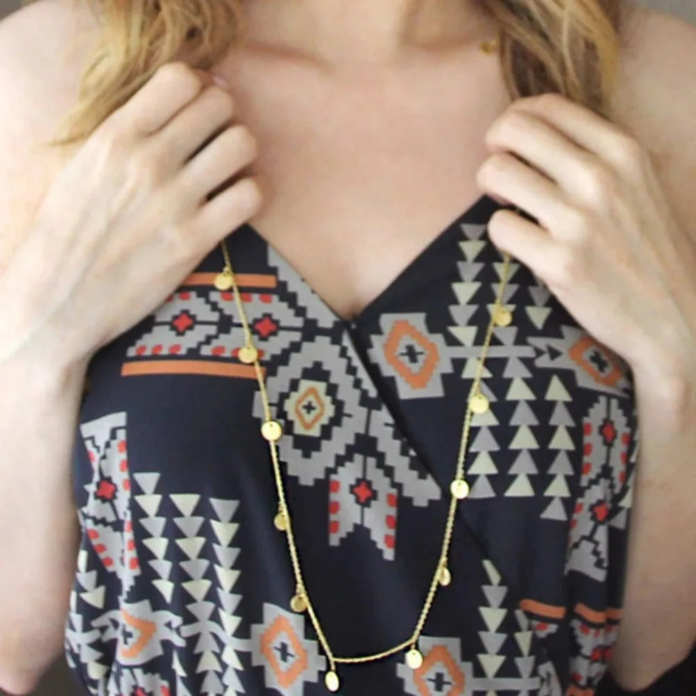 Long Bohemia Trendy Women Jewelry Statement Necklace Personality Sequins Pendant Maxi Collar Chain
