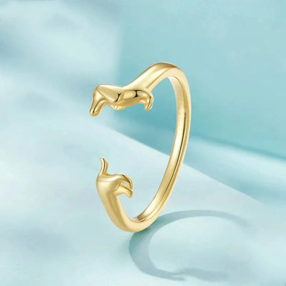 Cute Adjustable Dog Rings Set – 4pcs Open-End Fashion Jewelry