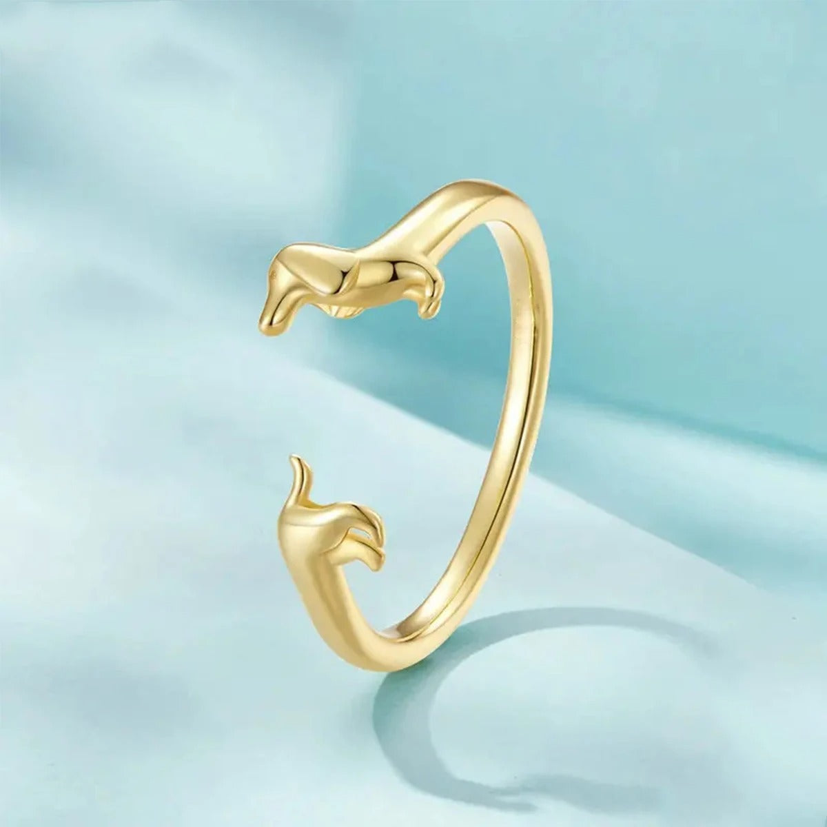 4pc Adjustable Dachshund Dog Ring - Cute, Simple, Open-End Design, Multi-Color Fashion Jewelry for Men and Women, Daily Wear Acc