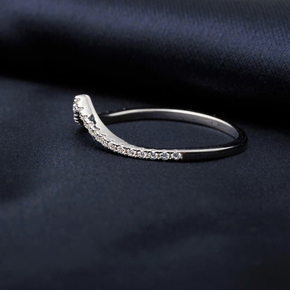 925 Sterling Silver V Shape Stackable Wedding Ring for Woman Diamond Jewelry