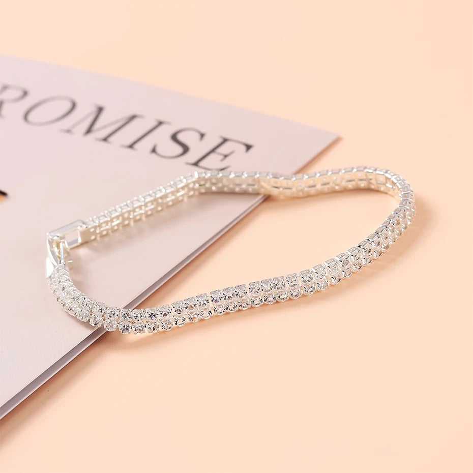 Miallo Austrian Crystal Chain Bracelet Slim Wedding Jewelry for Women