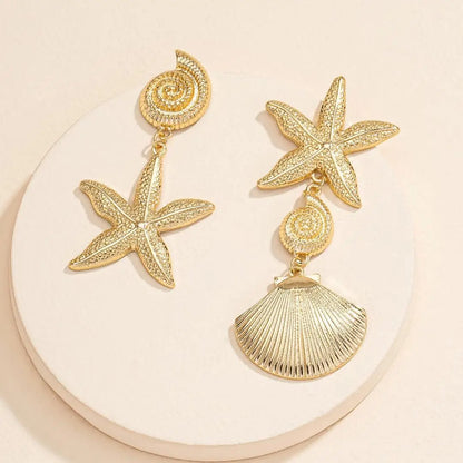 Exaggerated Shell Star Dangle Drop Earrings for Women Summer Beach Party Jewelry Gift