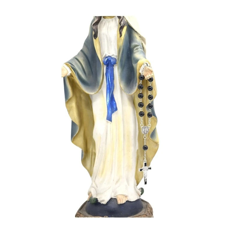 Exquisite Rosary Cross Bracelet Black Glass Beads Catholic Jewelry