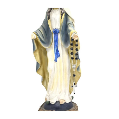 Exquisite Rosary Cross Bracelet Black Glass Beads Catholic Jewelry