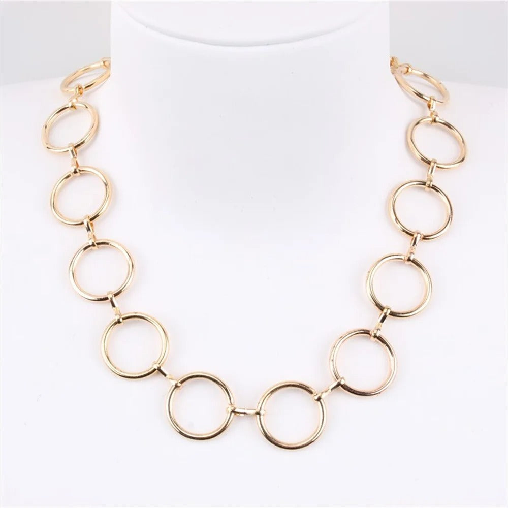 Vintage Geometric Circle Clavicle Chain Necklace Trendy Women Choker Gold Color Ladies Jewelry