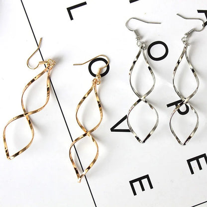 Women’s Simple Spiral Drop Earrings Trendy Long Statement Jewelry