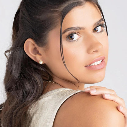 AAA+ 8mm Freshwater Pearl Gold Plated Stud Earrings for Women