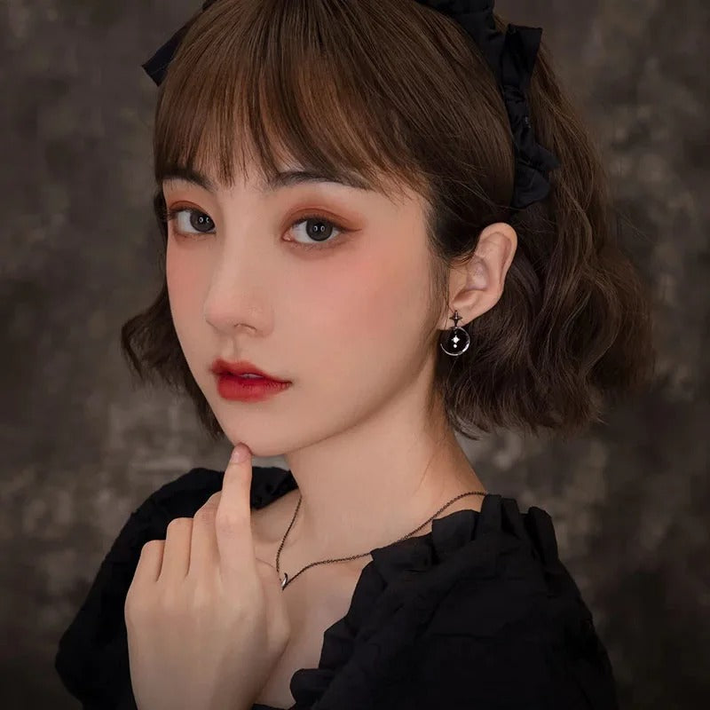 925 Sterling Silver Moon Crystal Earrings Trendy Dangle Studs for Women