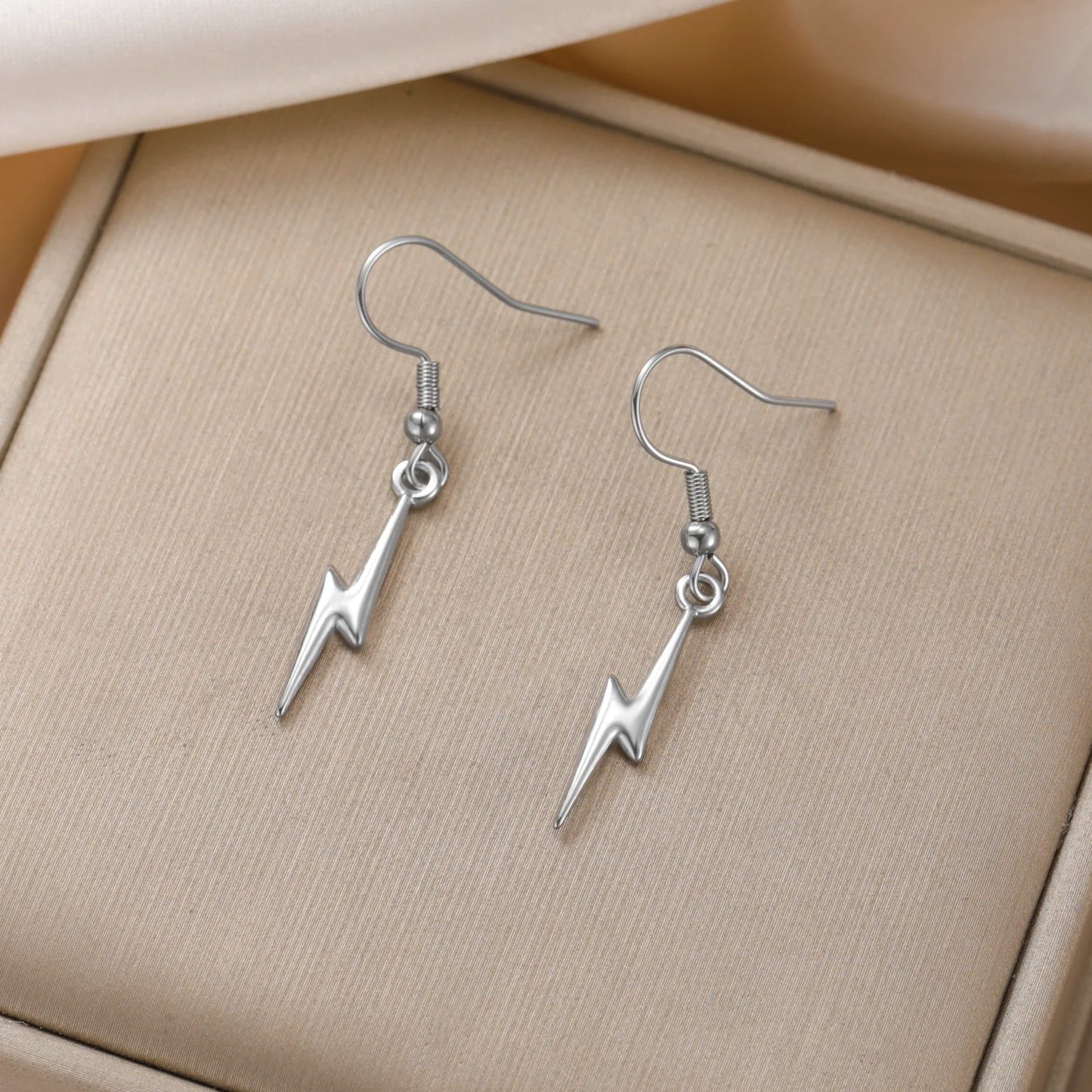 Punk Lightning Stainless Steel Earrings for Women Cool Street Jewelry Gift
