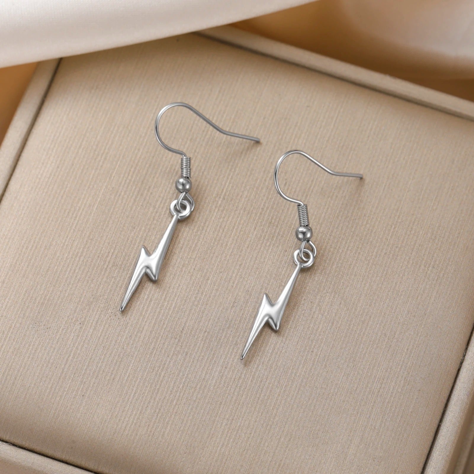 Lightning Pendant Stainless Steel Dangle Earrings For Women Man Punk Cool Street Daily Earring Jewelry Gift