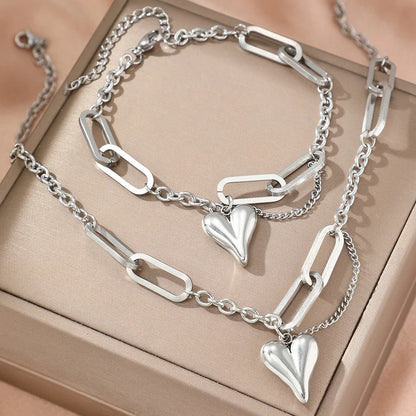Stainless Steel Heart-Shaped Irregular Chain Jewelry for Women