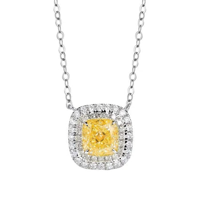 Female Luxury Fashion Pendant Necklace with Bright Yellow/White Cubic Zirconia Engagement Wedding Necklace Trendy Jewelry