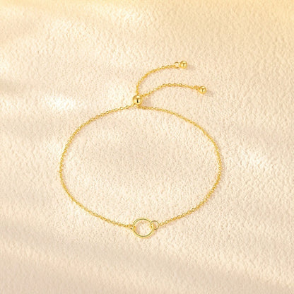 Silver Geometric Circle Adjustable Chain Bracelet for Women