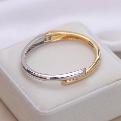 Gold Geometric Open Bangle Punk Cuff Bracelet for Women