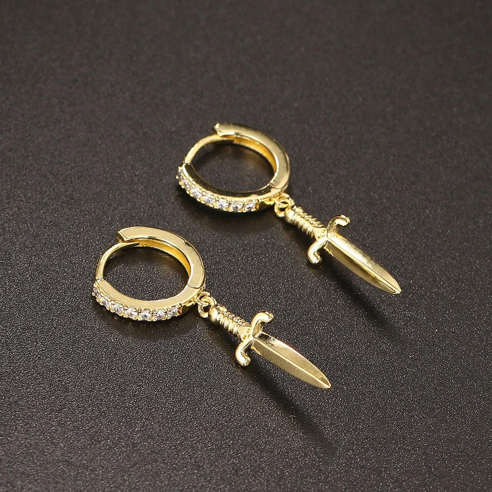 Dagger Sword Hoop Earrings Women Man Rock Punk Fashion Jewelry