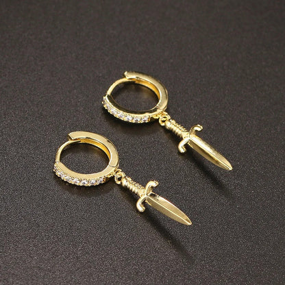 Dagger Sword Hoop Earrings Women Man Rock Punk Fashion Jewelry