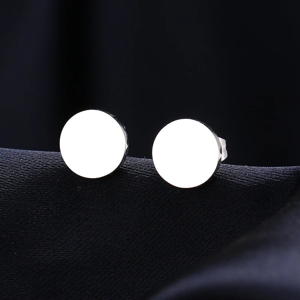 Minimalist Round Stud Earrings Classic Stainless Steel Women