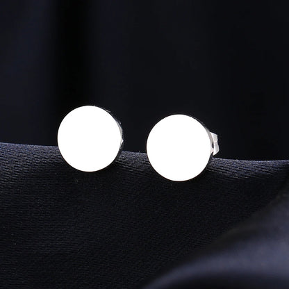 Minimalist Round Stud Earrings Classic Stainless Steel Women