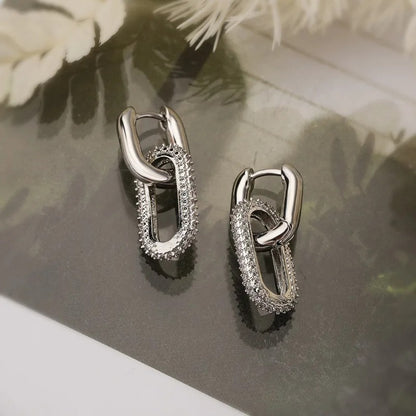Double Loop Design Drop Earrings Gold Color Geometric Round Hoop Earrings for Women Girls Punk Hip Hop Fashion Jewelry