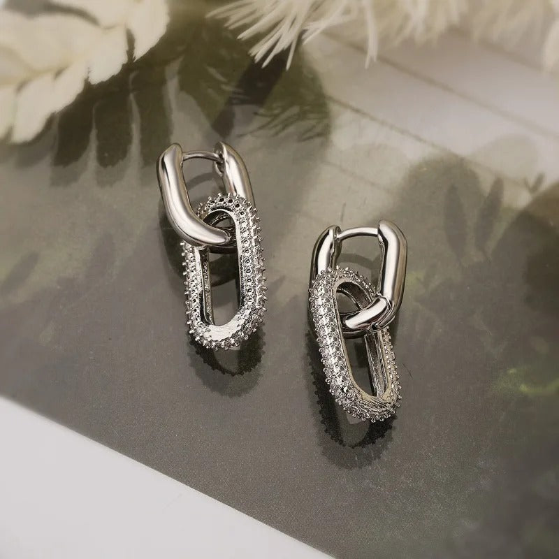 Double Loop Design Drop Earrings Gold Color Geometric Round Hoop Earrings for Women Girls Punk Hip Hop Fashion Jewelry