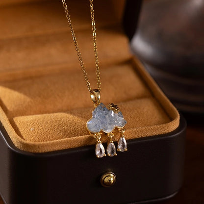 316L Stainless Steel Cloud Raindrop Tassels Necklace For Women Fashion Design Elegant Beauty Jewelry Gifts