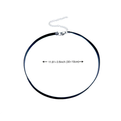 Dark Punk Black PU Choker Necklace Women Collarbone Chain
