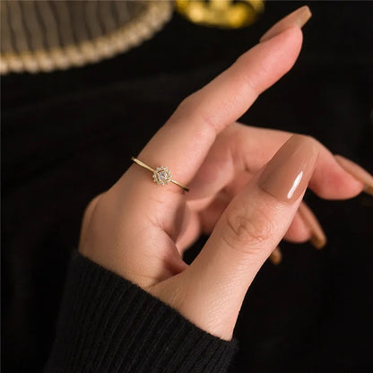 Sterling Silver 18K Gold Plated Daisy Sunflower Zircon Ring Women