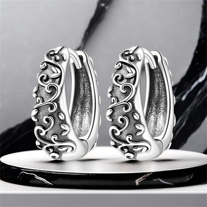 Women Sterling Silver Vine Hoop Earrings Elegant Evening Jewelry