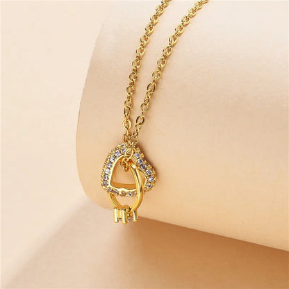Fashion Heart Ring Cross Stainless Steel Necklace For Women Cute Romantic Ladies Wedding Jewelry for Female