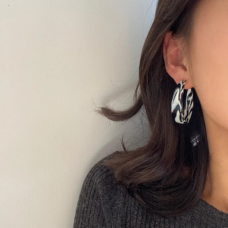 Trendy Acrylic Zebra Earrings Women Personality Party Jewelry