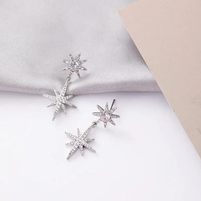 Gold-Plated Zircon Star Earrings for Women