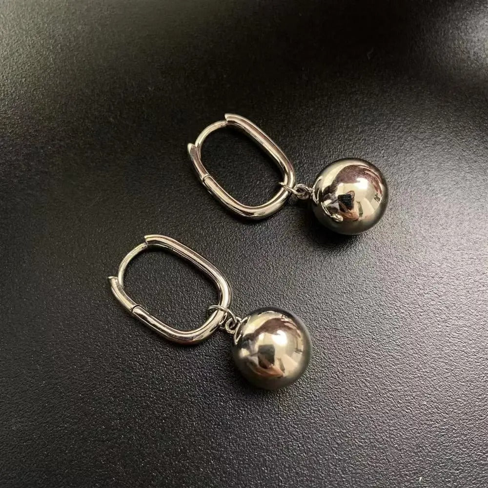Silver Drop Earrings for Women Geometric Ball Party Jewelry