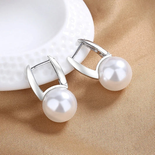 Gold Pearl Hoop Earrings – Minimalist Tiny Stud Hoops for Women, Elegant Wedding & Everyday Jewelry