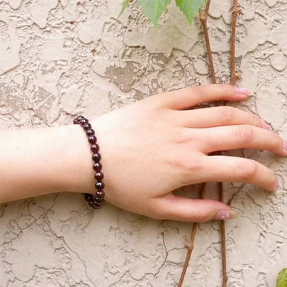 Natural Garnet Stone Bracelet Men & Women Wine Red Bead Jewelry