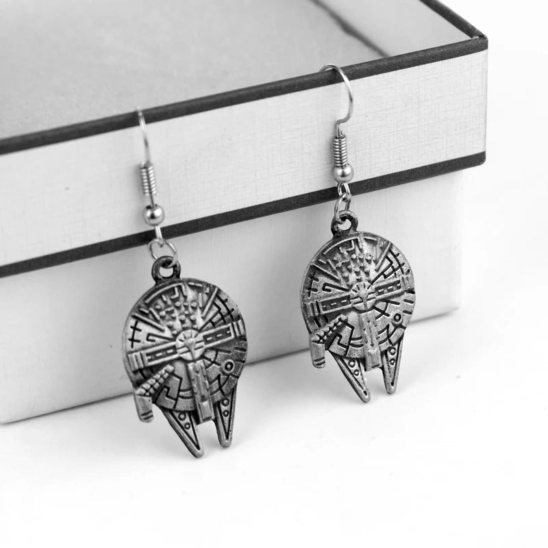 Classic Movies Star Wars Spacecraft Millennium Falcon Pendant Earrings Trendy Vintage Girls Daily Wear Earrings for Fans Jewelry