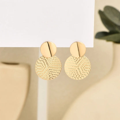 Trendy Geometric Metal Round Earrings For Women Fashion Wedding Jewelry