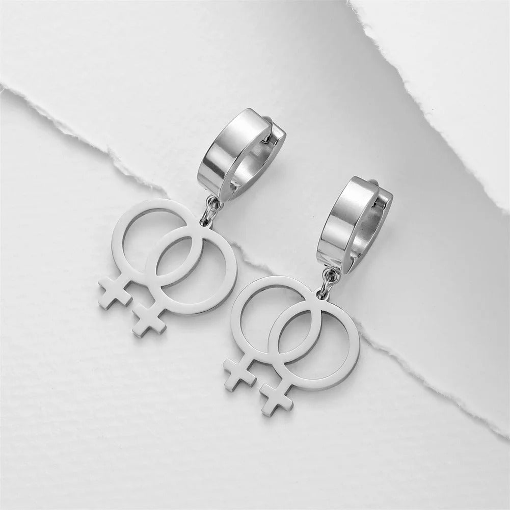 Girls Love Lesbian Earrings for Women Female Sign Stainless Steel Dangle Earrings Statement Jewelry Gift 2025 Trendy