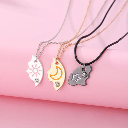 Luoluo&Baby 3-Piece Sun Moon Star Pendant Necklace Set for Girls