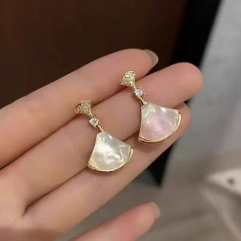 Trendy Fan Shaped Earrings Women Lightweight Elegant Luxury Jewelry
